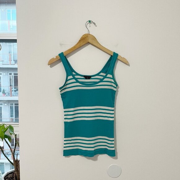 Theory Blue & White Stripe Ribbed Tank Size Small - Picture 1 of 6